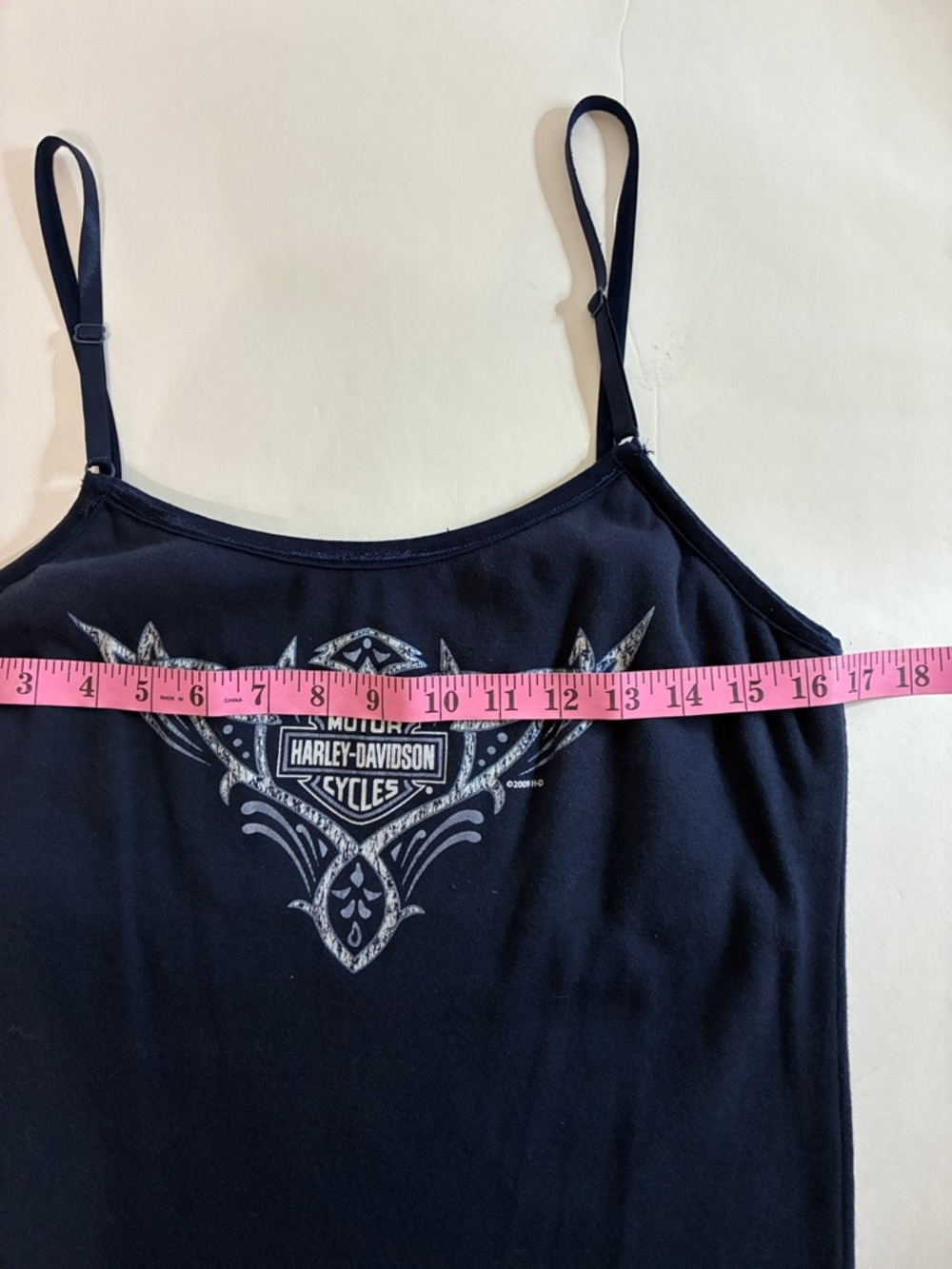 Harley-Davidson XL Women’s Dark Blue Cami  Top Silver Graphic Adjustable Straps - Picture 4 of 15